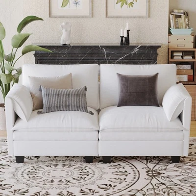 Sofá Loveseat 74,27"", cómodo sofá de 2 plazas, moderno de mediados de siglo diseñado para pequeños Foto 1 de 4