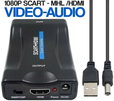 SCART zu auf HDMI Konverter Wandler Converter Adapter 1080P 720P HDTV +USB Kabel - Bild 1 von 4