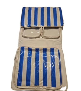 makeup bag Estee Lauder Blue / White Striped Multi Pockets - Picture 1 of 7