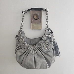 VINTAGE JUICY COUTURE WEICHE ECHTLEDER FRANSEN ANHÄNGER HANDTASCHE HOBO HANDTASCHE TÜRKISFARBEN - Bild 1 von 11