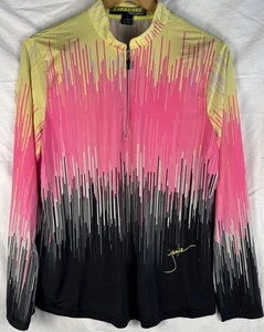 Sunsense By Jamie Sadock 1/4 Zip Pullover Damen L Pink Blk L/S Golf Pickleball - Bild 1 von 10