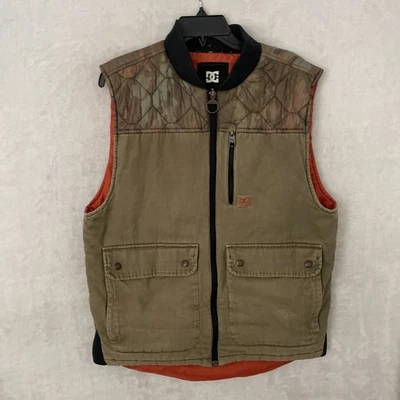 DC Skate Men Canvas Vest Jacket Beige Large Full Zip Snowboard Sleeveless Pocket - Image 1 of 4