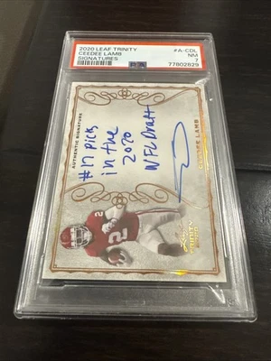 CEEDEE LAMB 2020 Leaf Trinity Auto PSA 7 Low Pop Inscription - Image 1 of 2