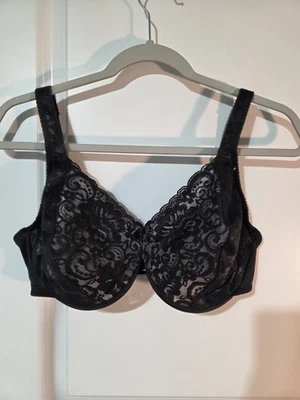 JC Penney Adonna 38D Vintage Black Lace Underwire Bra Retro Burlesque  - Image 1 of 4