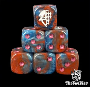 Red blue laughing mask for grimdark sci fi tabletop wargames D6 dance war dice - Picture 1 of 5