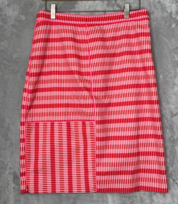 Falda Per Se by Carlisle Mujer 10 Rosa Neón Blanco Lápiz Algodón Elástico Carrera Foto 1 de 4