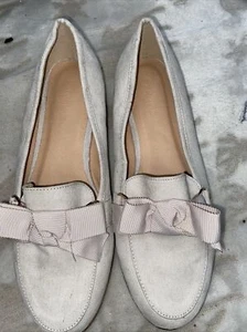 Beige suede feel slip on flat loafers by Simply Be size 7Wide - Picture 1 of 7