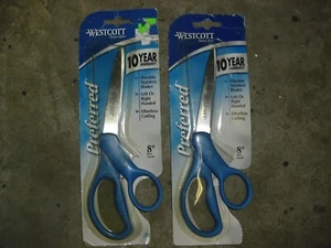 (2) pair Westcott 8" bent handle Preferred Stainless Steel Scissors 43218 NOS - Picture 1 of 3