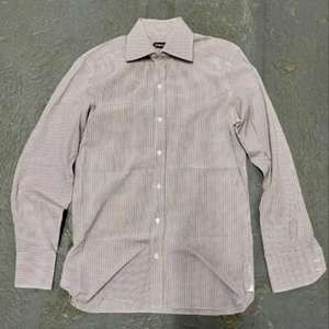 TOM FORD LAVENDER WHITE COTTON MICRO GINGHAM BUTTON UP SHIRT sz M - Picture 1 of 9