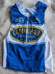 GIORDANA Tri Triathlon Top Jersey Womens S Cycling Sleeveless White Blue - Picture 1 of 5
