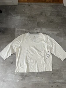 Jones New York Sport Top Blouse 2X White 3/4 Sleeve Plus Size Ivory W Lace NWT - Picture 1 of 7