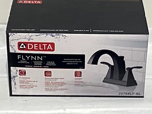Delta Flynn Matte Black 25768LF-BL 2-Handle 4-in Centerset  Bathroom Sink Faucet - Picture 1 of 2