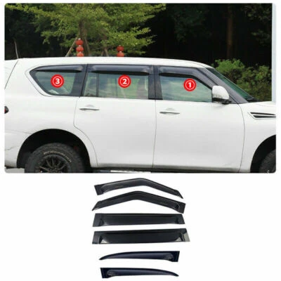 6x Protector de lluvia solar para ventana de coche ahumado para Nissan Armada 2017-2024 Foto 1 de 3