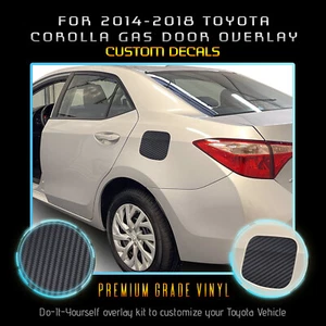 For 2014-2018 Corolla Gas Door Overlay Graphic Decal Matte Carbon Fiber Vinyl - Picture 1 of 15