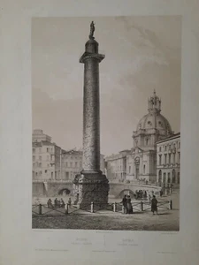 Roma Colonna traiana column litografia 1850 Chapuy Fichot Rome Forum Foro - Picture 1 of 6