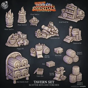 Tavern Set Scatter Bits & Torches Interior Terrain Essentials CastNPlay D&D - Picture 1 of 1