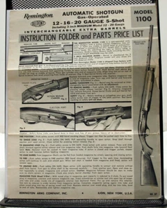 Original Remington Model 1100 Shotgun 12-16-20 Ga Instruction Folder & Part List - Picture 1 of 6