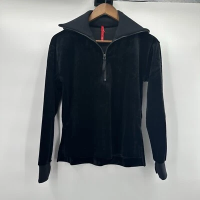 Spanx Sweatshirt Top Womens XS Black Velvet Air Essentials 1/2 Zip Pull Over - Image 1 of 4