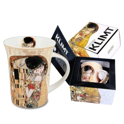 CARMANI 12 oz The Kiss by Klimt Porcelain Mug in a Gift Box Klimt Art Mug Hanipol