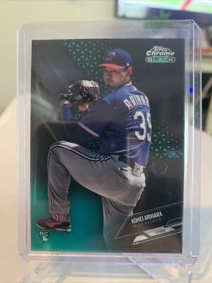 2021 Topps Chrome Black Rookie Kohei Arihara Green Refractor /99 Rangers #47 - Image 1 of 2