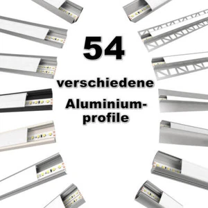 LED Aluminiumprofile Lichtleiste 2m in vielen Variationen mit Zubehör eloxiert - Bild 1 von 55