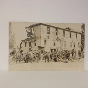 Disaster RARE Firefighters Water Pump Carts Early 1900's RPPC Postcard Antique - Picture 1 of 7