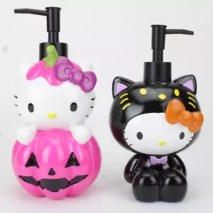 Hello Kitty Soap Dispenser Halloween Pumpkin, Black Cat Ceramic 2PK - Picture 1 of 15