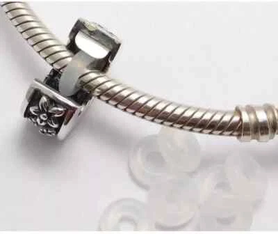 NOVO! 100 peças bracelete europeu faça você mesmo anel de rolha de borracha transparente 6 mm anel espaçador contas - Imagem 1 de 4