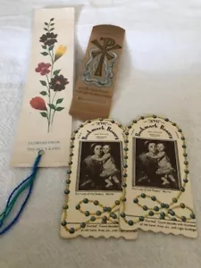 4 Vintage Religious Book Marks Flowers Holy Land Bookmark Rosary - Picture 1 of 4