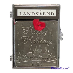 Lands End Double-Sided Pewter Christmas Happy Holidays Hanging Ornament 2005  - Picture 1 of 5