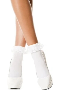 sexy MUSIC LEGS opaque LACE ruffle TRIM ankle HIGHS hi SOCKS anklets STOCKINGS - Picture 1 of 8