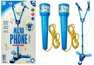 2 Mikrofon mit Stativ für Kinder Karaoke Spielzeug NEU OVP BLAU - Bild 1 von 7