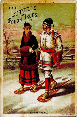 Cartão comercial vitoriano vintage Lutted's Quack remédio medicação para tosse  - Imagem 1 de 2