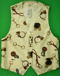 Brooks Brothers Women's Champagne Silk Vest w/ Equestrian Print Sz L (New w/ BB - Picture 1 of 4