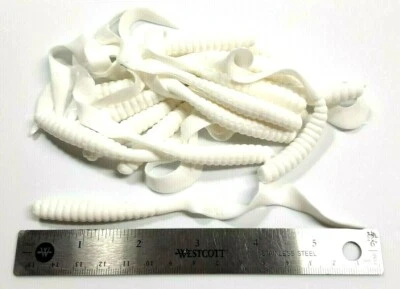 20x 6" Genuine MISTER TWISTER White Curly Tail Grubs Bass Walleye Northern Pike