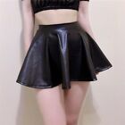 Ladies Sexy Aline Black Wet Look Pu Leather Skater Skirt Short Mini Skirt