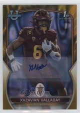 2022 Bowman University Chrome Gold Lava Refractor /50 Xazavian Valladay #64 Auto