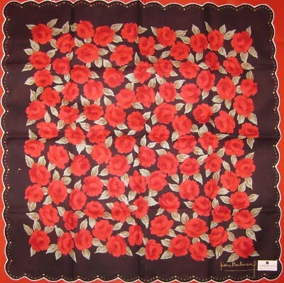 PIERRE BALMAIN *Roses Black Handkerchief 43cm /KASIWAG*22 - Image 1 of 4