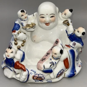 Vintage Chinese Laughing Buddha Porcelain Smiling Children Figurine 11cm tall - Picture 1 of 12