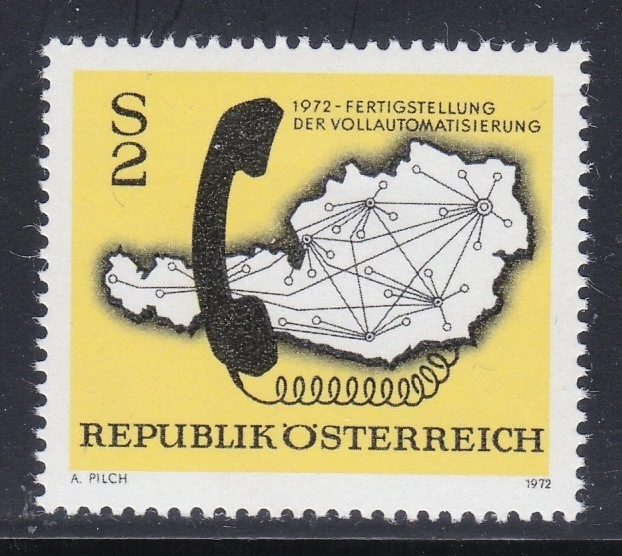 Austria 1972 MNH Mi 1409 Sc 937 Map of Austrian Telephone System - Image 1 of 1