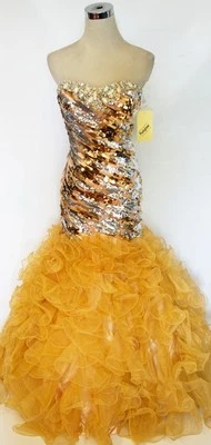 Nuevo con etiquetas Vestido de fiesta Formals 6025 dorado $478 Baile de graduación 10 Foto 1 de 4