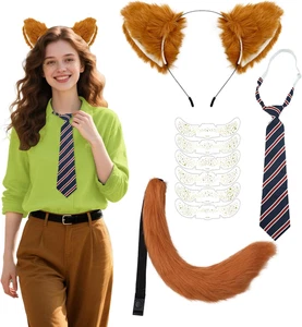 Fuchs-Kostüm-Zubehör-Set Fuchsohren Stirnband Fuchsschwanz Halloween - Bild 1 von 7