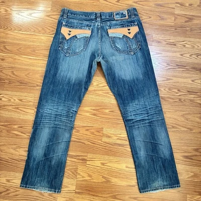 VINTAGE Pepe Jeans 40x33 Pocket Accents Mens Blue Distressed Denim Baggy - Image 1 of 4