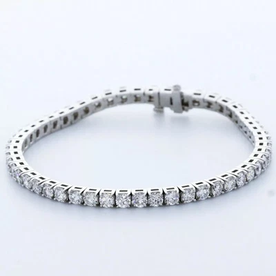 Brazalete Tenis Certificado Oro Blanco Sólido 14K 6.75 CT Diamante Redondo Cultivado en Laboratorio D VVS1 Foto 1 de 4