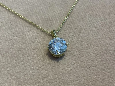 2.0 Carat Lab Created Round Cut Diamond Pendant inc Necklace Gold Plated 925 - Image 1 of 4