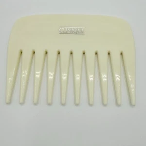 Vintage Clinique Detangling Teasing Comb Hair Pick Ivory White Silver Letters - Picture 1 of 6