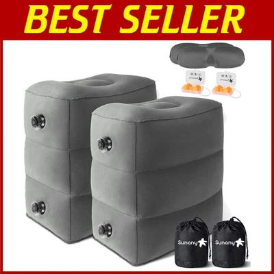 便携式充气旅行脚凳 - 深灰色,2 包 — 第 1/4 张图片