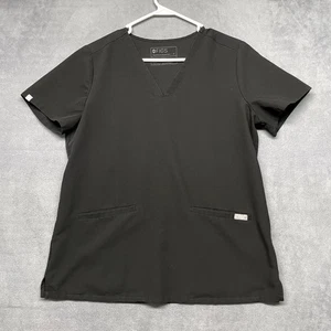 FIGS Scrub Top Damen Medium schwarz Tasche V-Ausschnitt Kurzarm medizinische Arbeit Krankenschwester - Bild 1 von 8