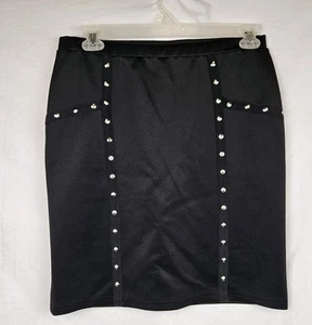 Dots Vintage Black Studded Mini Skirt Sz Lg Punk Goth Grunge Fairygoth Metal - Picture 1 of 5