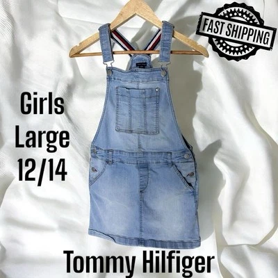 Tommy Hilfiger Denim Dress Overalls Girls Size Large 12/14 FAST SHIPPING! - Image 1 of 4